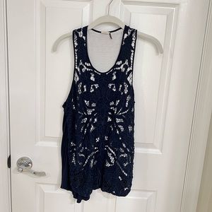 Anthropologie Tank Top Navy Blue size large